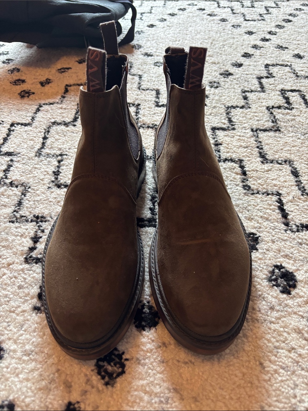 Men's Faux Suede Chelsea Boots in Dark Brown